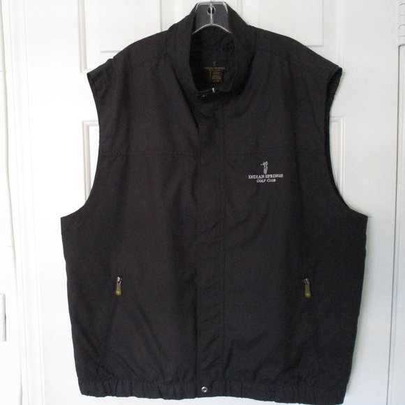 Indian Springs Golf Club (Indio, CA) Mens Black Full Zip & Snap Vest NWOT  -XL - Picture 1 of 3